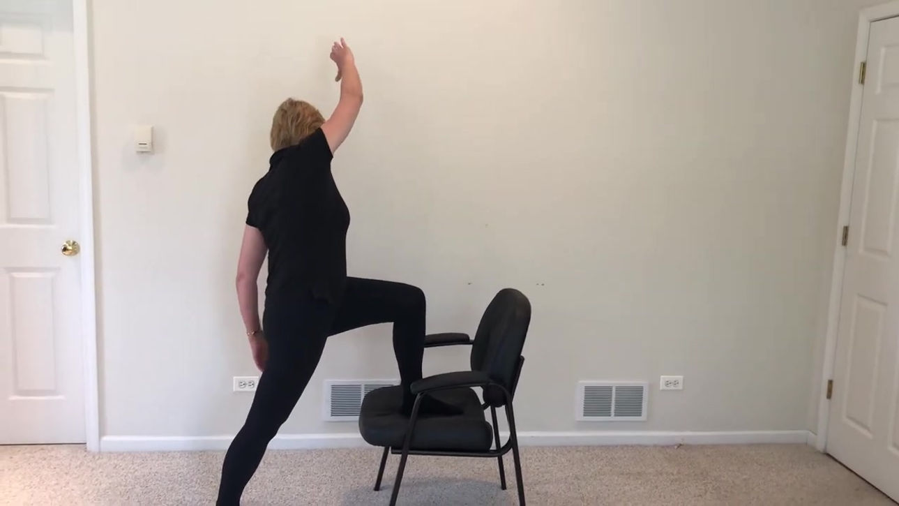 Psoas stretch with rotation reach